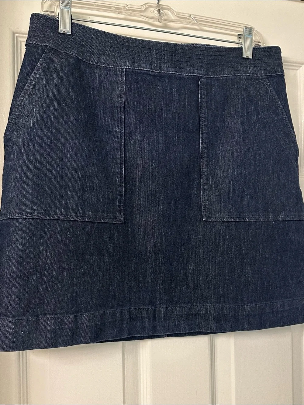 LOFT Dark Blue Denim Mini Skirt with Front Pockets